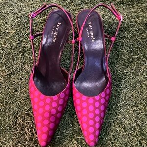 90’s Kate Spade polka dot kitten heel sling back heel